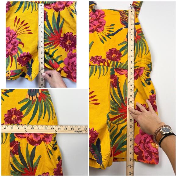 FARM Rio Anthropologie Sabrina Floral Boho Tropical Shorts Overalls Sz S - Picture 8 of 10